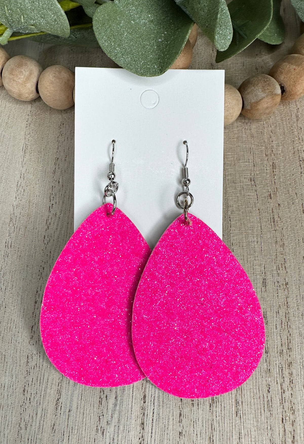 Hot Pink Glitter Earring