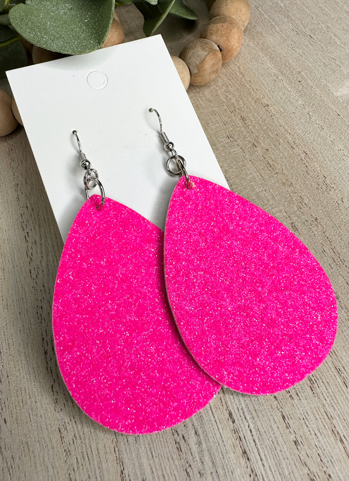 Hot Pink Glitter Earring