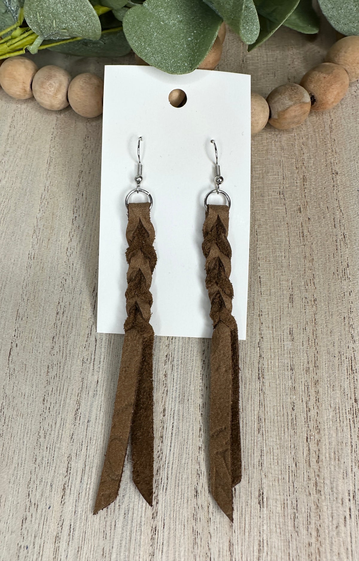 Brown Braided Earring