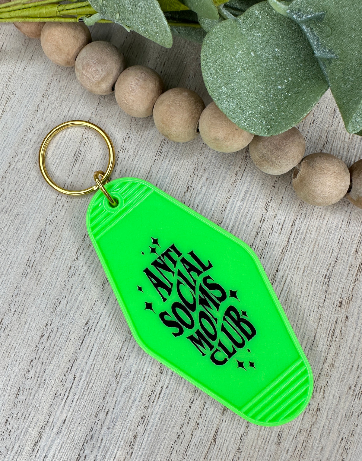 Anti Social Moms Club Bling Motel Keychain