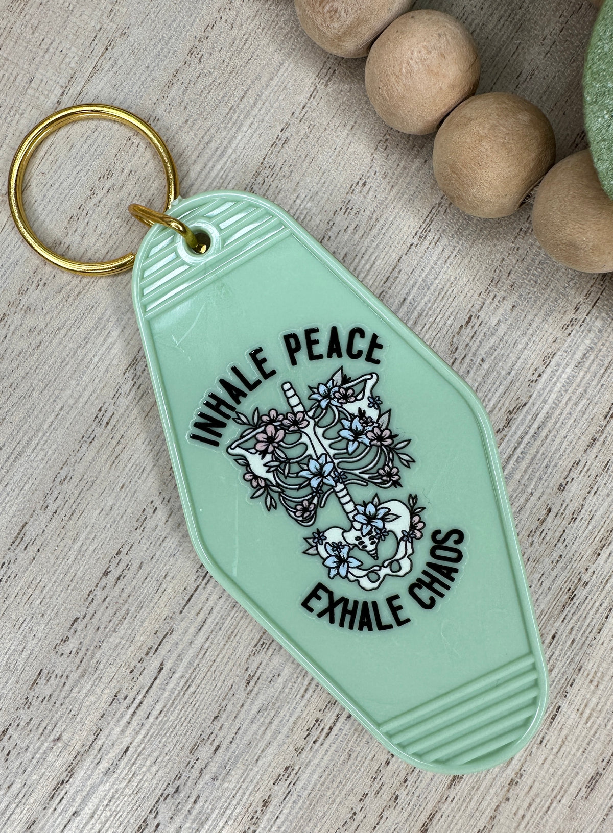 Inhale Peace Exhale Chaos Bling Motel Keychain